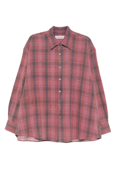 camicia borrowed uomo rosa e grigia OUR LEGACY | M4252BIDC